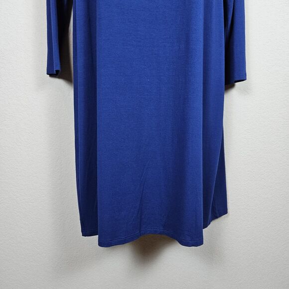 Eileen Fisher Blue Bonnet Ballet Neck Stretch Midi Dress Size Small Pencil Royal - Picture 6 of 14